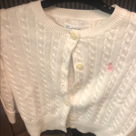 Ralph Lauren white cableknit cardigan 12mo - Picture 2 of 4